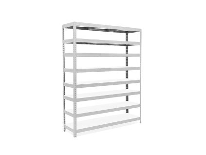 Policový regál Trestles RH 2200x1200x450, nosnosť 2000 kg, 8 políc bielych