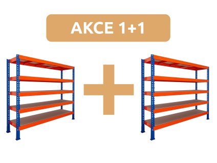 AKCE trestles nekonecny prumyslovy regal 2000x2400x800 5 polic oranzovo modry 1x