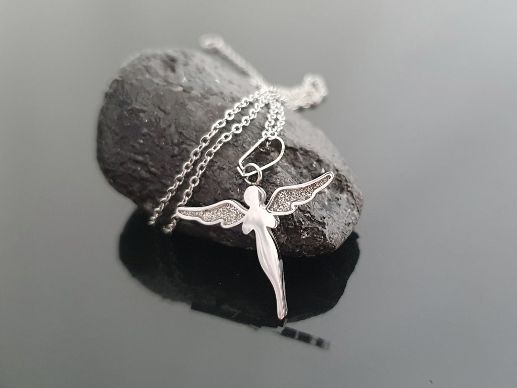 Ocelový přívěsek Anděl “Glistening Angel” stříbrná