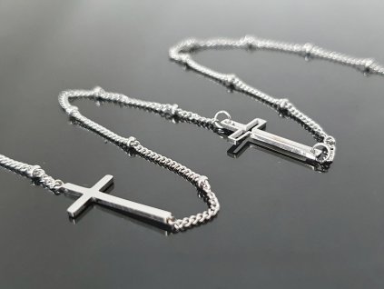 Ocelový náhrdelník “Dva křížky” stříbrná