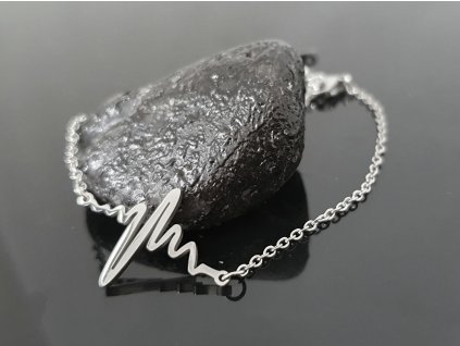 Ocelový náramek s EKG křivkou stříbrná