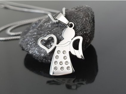 Ocelový přívěsek Andílek “Heavenly Heart” stříbrná