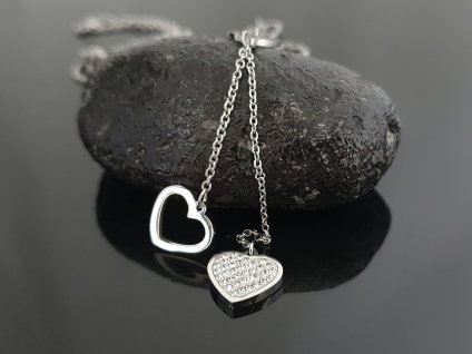 Ocelový řetízek Dvě srdíčka “Duet Hearts” stříbrná