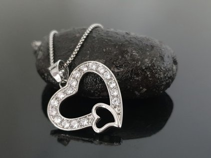 Ocelový řetízek Dvojité srdíčko “Luxurious Duo Hearts” stříbrná