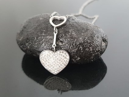 Ocelový řetízek Dvě srdce “Heartstrings Harmony” stříbrná