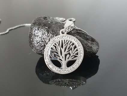 Ocelový řetízek Strom života s kamínky “Circlet of Vitality” stříbrná