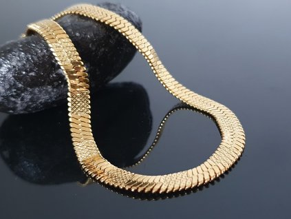 Placatý ocelový řetízek “Harmony Stripes” zlatá