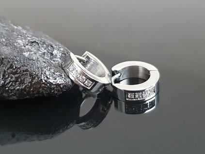 Ocelové náušnice Kroužky s kamínky “Sparkling Petites” stříbrná