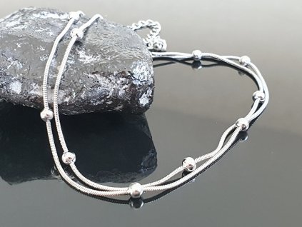 Dvojitý ocelový nákotník s kuličkami “Bead Cascade” stříbrná