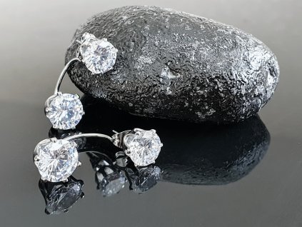 Ocelové náušnice “Dvojitý kamínek” stříbrná