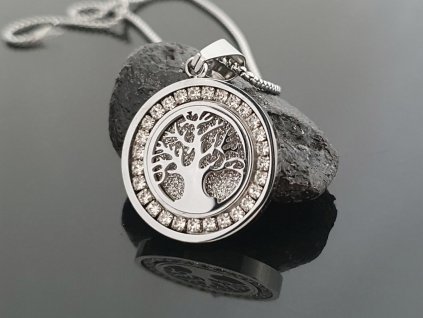 Ocelový řetízek Strom života s kamínky “Gilded Essence” stříbrná