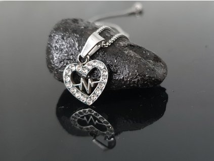 Ocelový řetízek Srdíčko EKG  “Pulsating Love” stříbrná