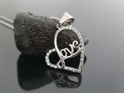 Ocelový řetízek Srdíčko “Love Script Heart” stříbrná