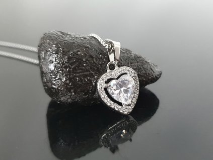 Ocelový řetízek Srdíčko s kamínky “Briliant Love” stříbrná