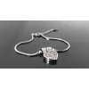 Ocelový náramek s srdíčkem plněným barevnými kamínky stříbrná