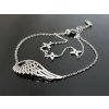 Dvojitý ocelový náramek s Andělským křídlem stříbrná