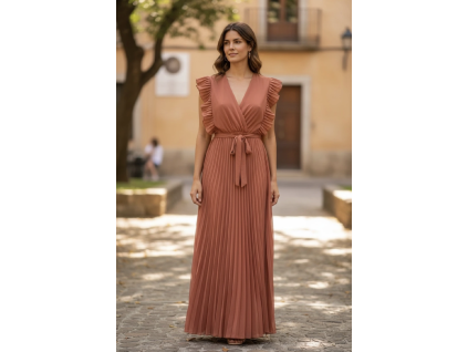 dámské plisované šaty terracotta