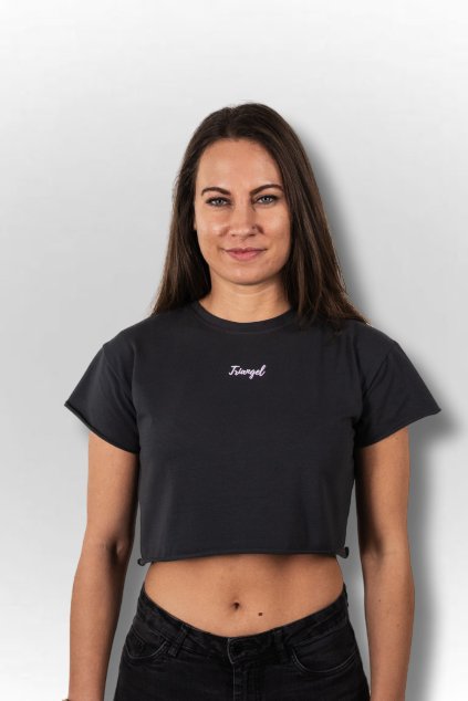 Tričko dámské Crop Hard Choices Easy Life Anthracite