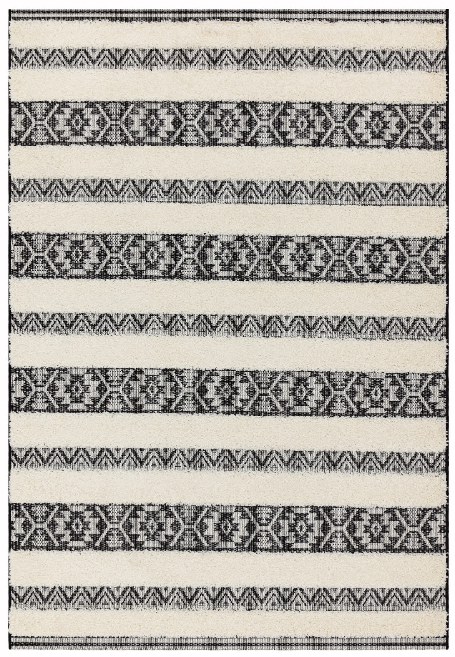 Kusový koberec Mola Black/Cream Stripe Rozměry: 200x290 cm