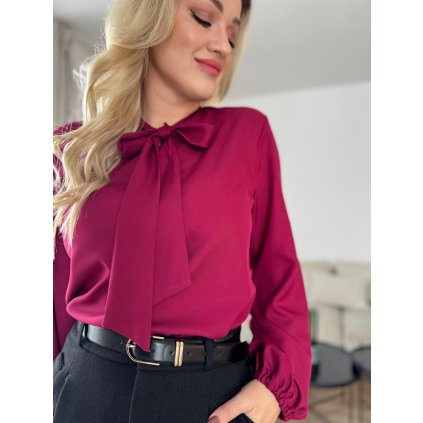 Dámska blúzka s mašľou KAJLA bordová