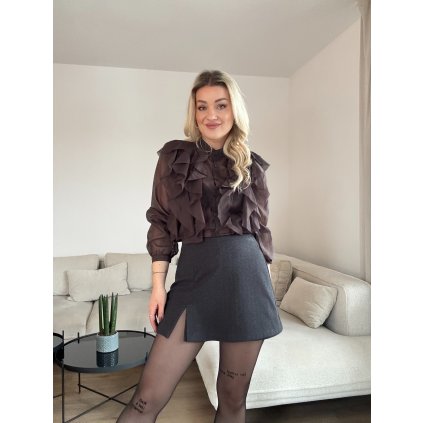 Dámska transparentná blúzka OVIE hnedá