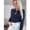 Dámsky rebrovaný pulover CYNTIA tmavomodrý
