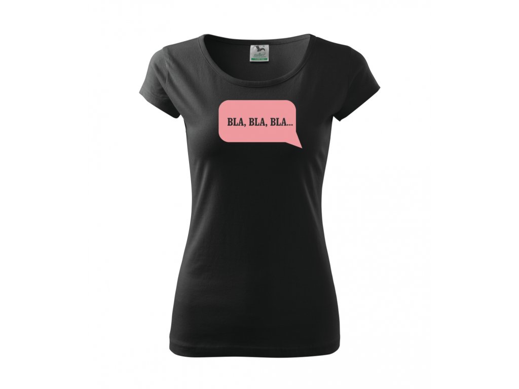 Černé dámské tričko s potiskem Bla, bla, bla
