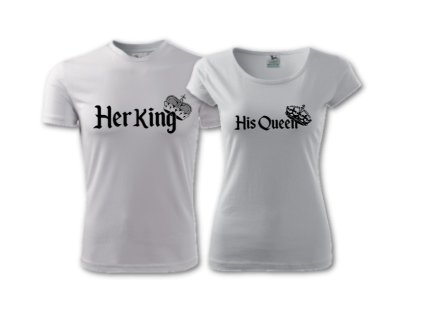 Tričko pro páry King & Queen - Bílé