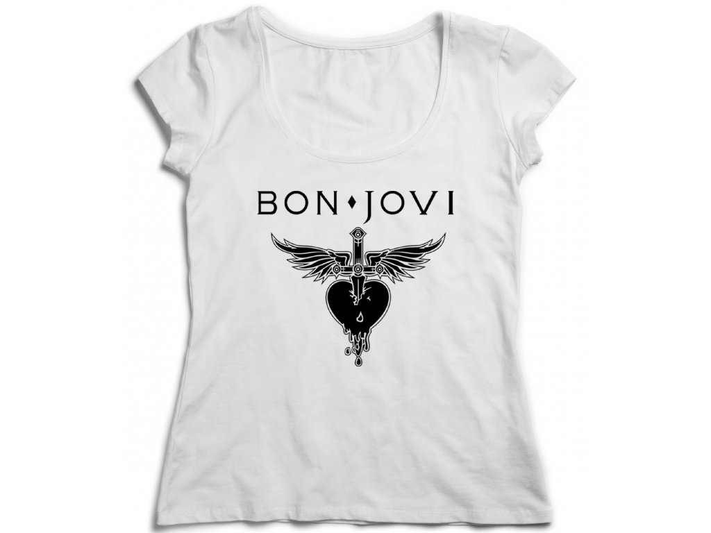 Dámske tričko Bon Jovi Farba: Biela, Veľkosť: M