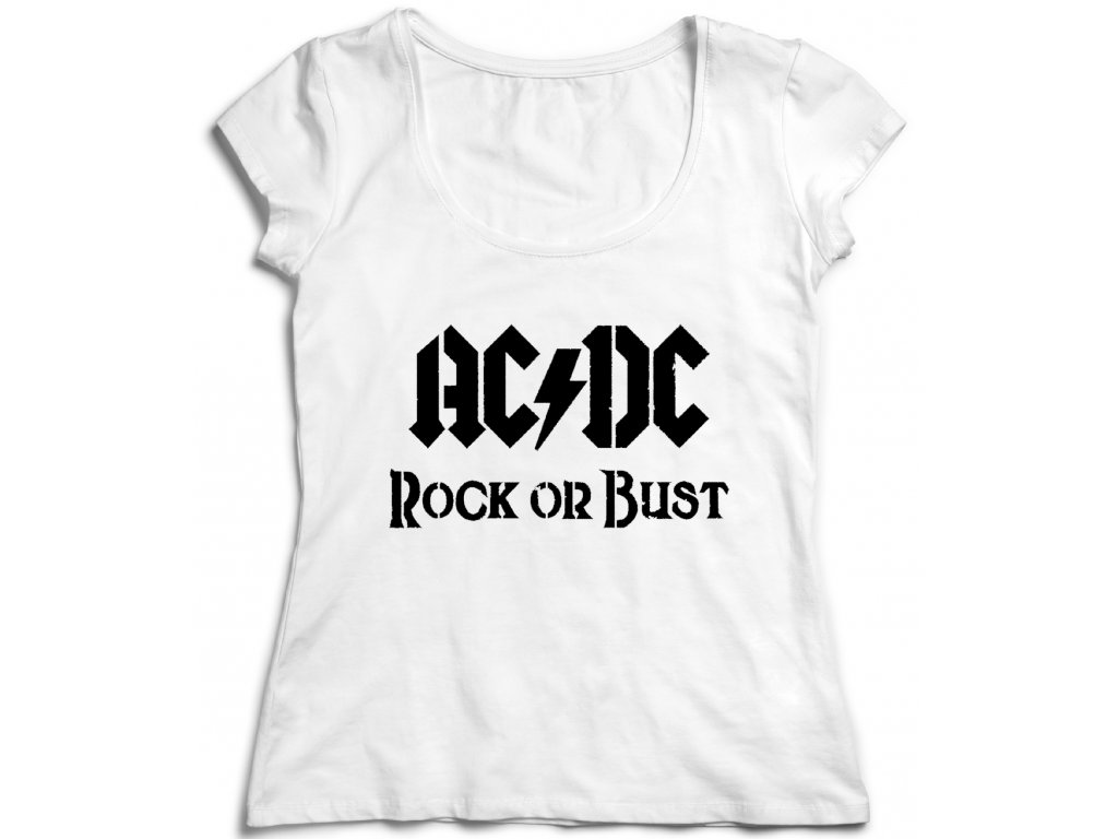 Dámske tričko AC/DC Rock Or Bust Farba: Biela, Veľkosť: S
