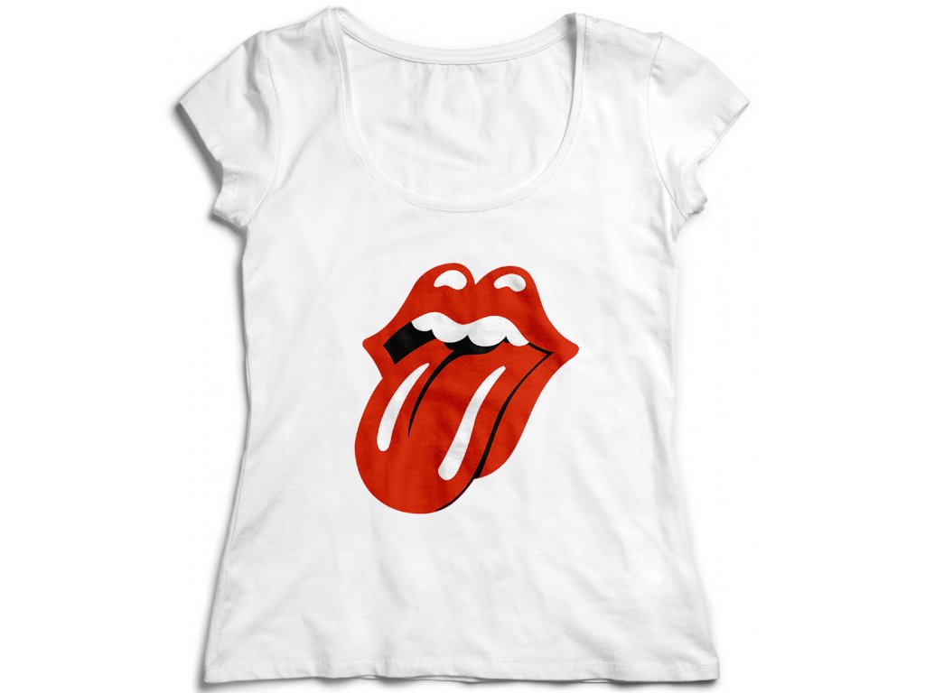 Dámske tričko The Rolling Stones Logo Farba: Biela, Veľkosť: XXL