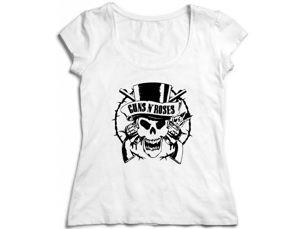Dámske tričko Guns N’ Roses Logo Farba: Biela, Veľkosť: S