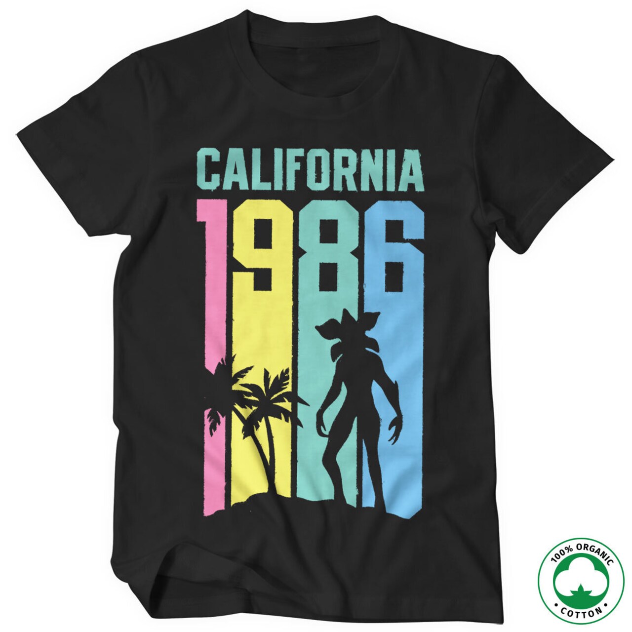 Pánske tričko Stranger Things California 1989 Organic Farba: Čierna, Veľkosť: M