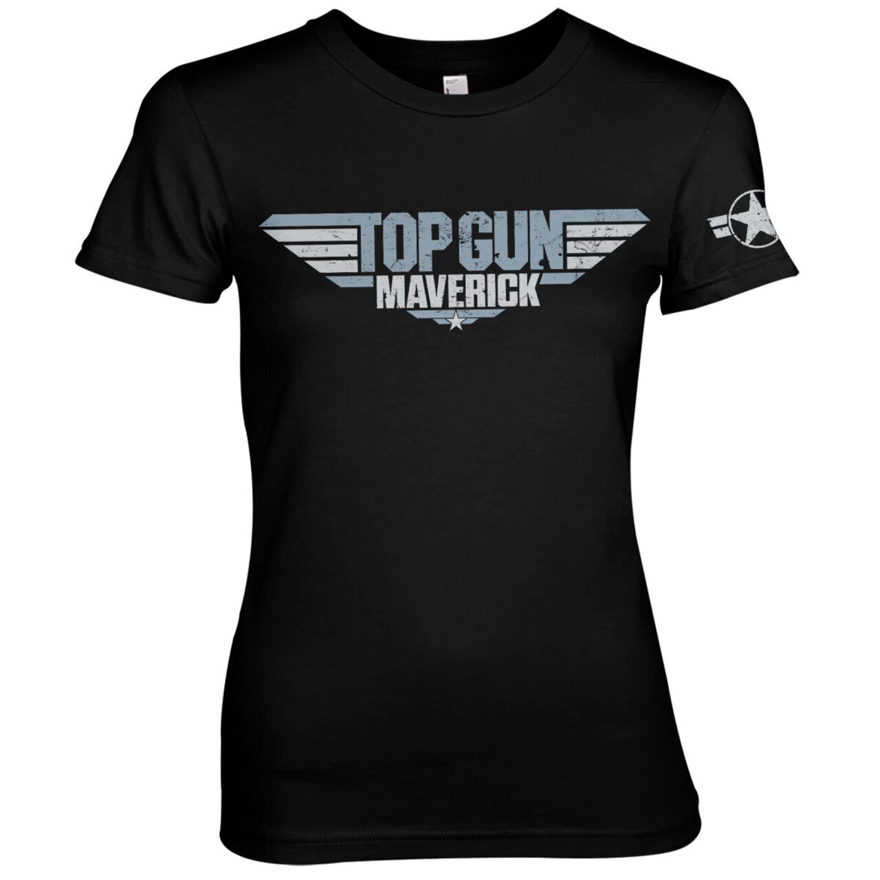 Dámske tričko Top Gun Maverick Distressed Logo Farba: Čierna, Veľkosť: XL