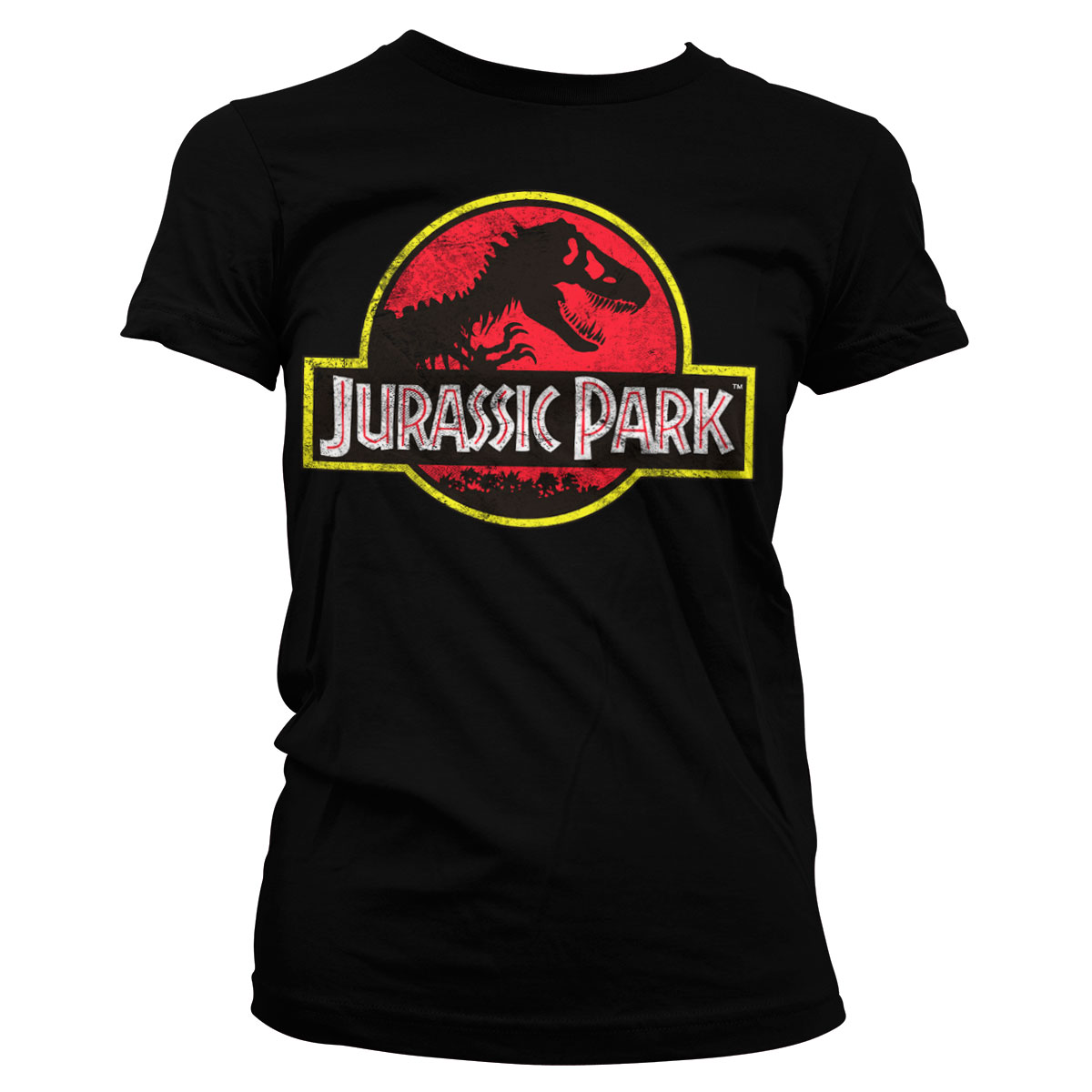 Dámske tričko Jurassic Park Distressed Logo Farba: Čierna, Veľkosť: XL