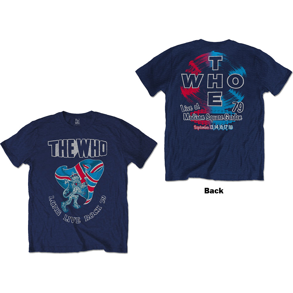 Pánske tričko THE WHO LONG LIVE ROCK '79 (BACK PRINT) Farba: Modrá, Veľkosť: XXL