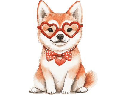 Nažehlovačka Akita inu brýle srdce (ROZMĚRY velikost 20 cm)