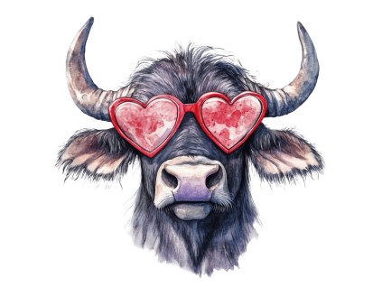 Nažehlovačka Buvol a růžové brýle (ROZMĚRY velikost 6 cm)