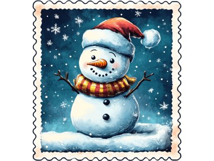 Nažehlovačka Známka sněhulák (ROZMĚRY velikost 6 cm)