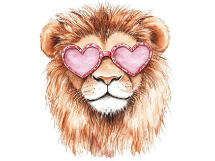 Nažehlovačka Lev a růžové brýle (ROZMĚRY velikost 6 cm)