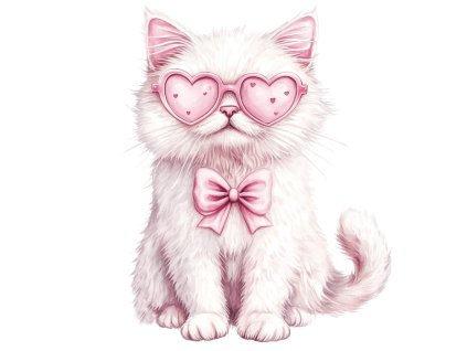 Nažehlovačka Bílá zamilovaná kočka (ROZMĚRY velikost 12 cm)