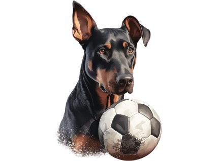 Nažehlovačka Dobrman a balón (ROZMĚRY velikost 6 cm)