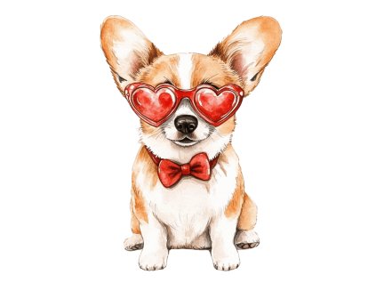 Nažehlovačka Corgi brýle srdce 2 (ROZMĚRY velikost 20 cm)