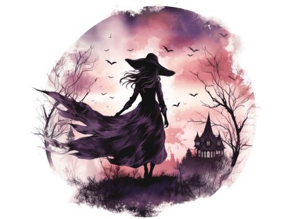 Nažehlovačka Čarodějka v přírodě fialová (ROZMĚRY velikost 12 cm)