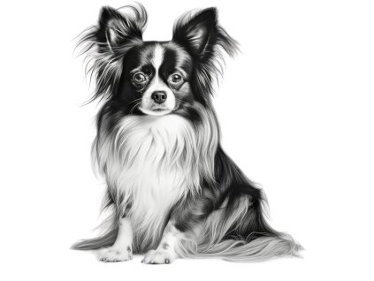 Nažehlovačka Čivava dlouhosrstá černobílá (ROZMĚRY velikost 20 cm)