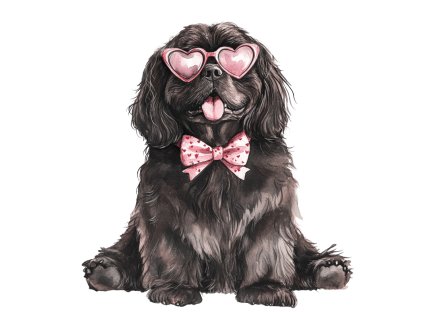 Nažehlovačka Novofundlandský pes brýle srdce (ROZMĚRY velikost 6 cm)