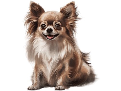 Nažehlovačka Čivava dlouhosrstá hnědá (ROZMĚRY velikost 6 cm)