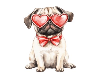 Nažehlovačka Mops brýle srdce (ROZMĚRY velikost 12 cm)