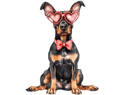 Nažehlovačka Dobrman brýle srdce (ROZMĚRY velikost 12 cm)