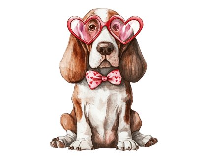 Nažehlovačka Baset a brýle se srdíčky (ROZMĚRY velikost 20 cm)